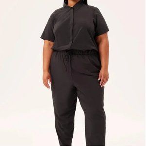Black Stretch Woven Jumpsuit